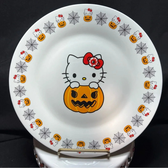 Sanrio Hello Kitty Halloween Pumpkin Spiderweb Bloody Eyeball Bow Dinner Plates - Picture 9 of 12
